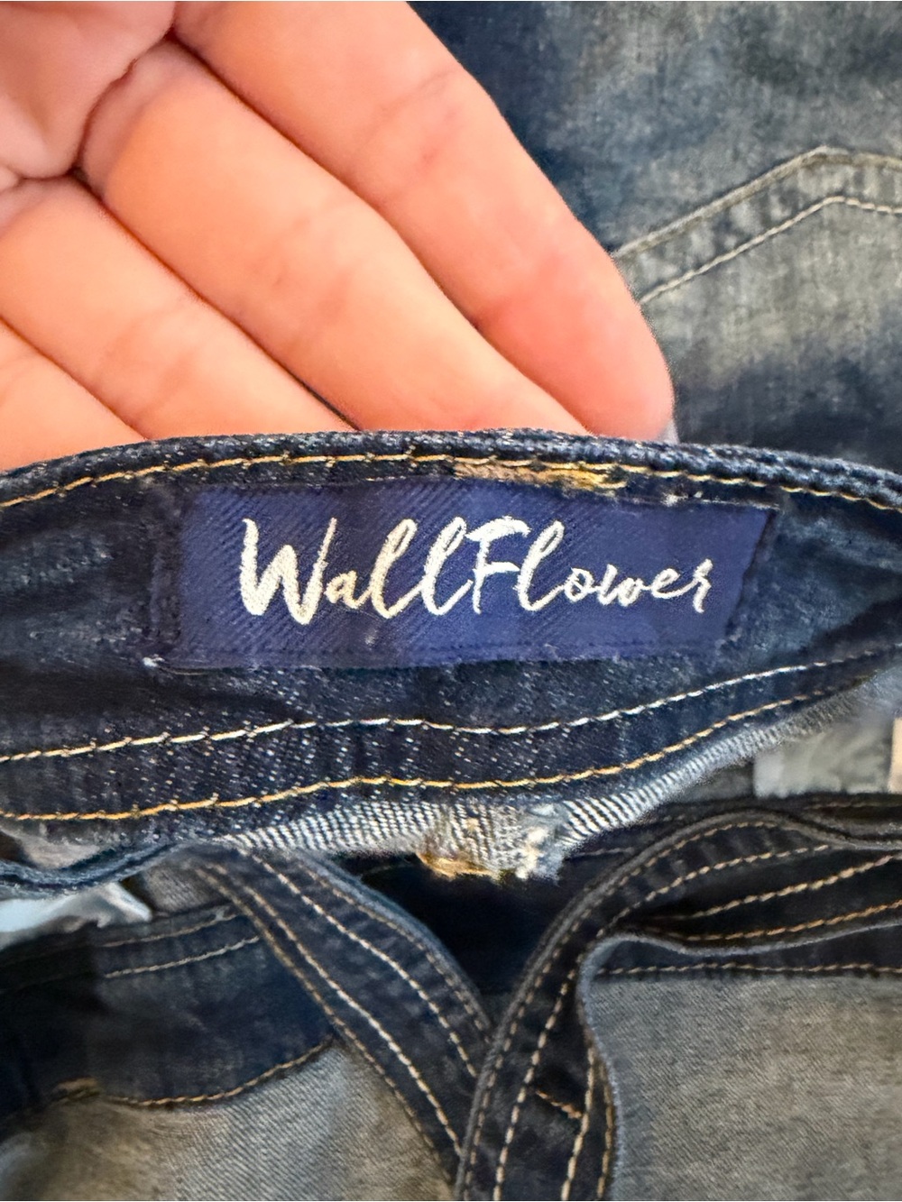 Wallflower Blue Denim Rolled Cuff Short Overalls - Picture 5 of 5
